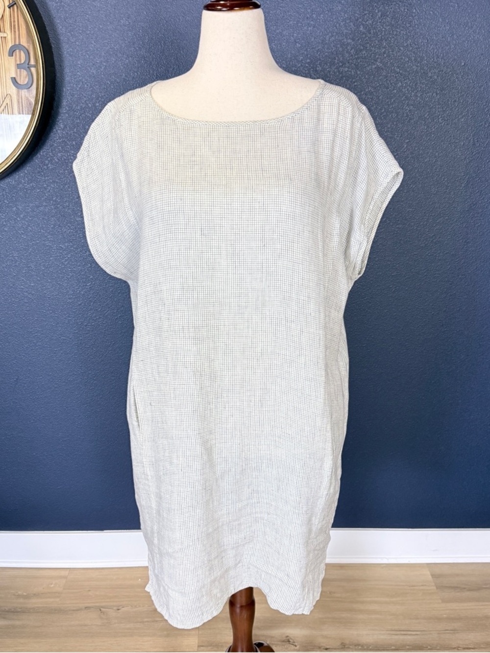 Eileen Fisher Light Beige Textured Midi Dress
